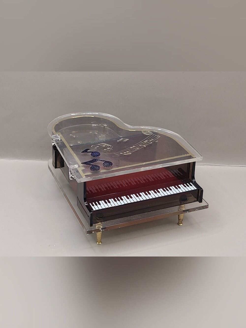 Vintage Sankyo Japan Lucite Grand Piano Music Trinket Box Tested Working